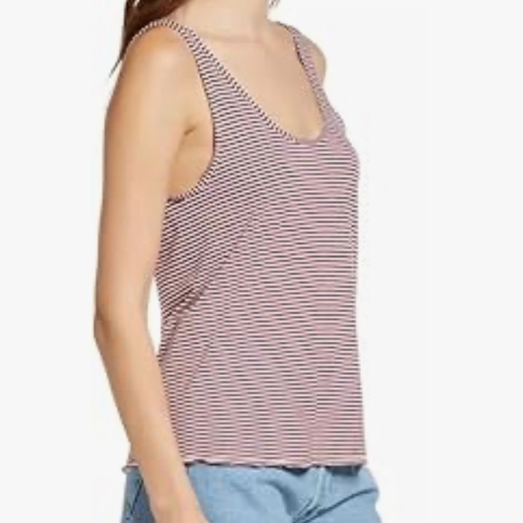 rag & bone Michal Linen Blend Tank Top in Burgundy Multi Size xs - Picture 3 of 8